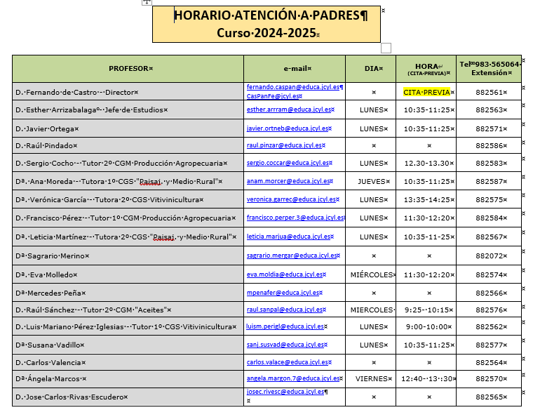 Horario atencion padres 24-25